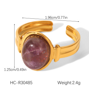 Bague Pour Femme En Acier Inoxydable Étanche Avec Pierre Naturelle, Forme Irrégulière, À Porter Au Quotidien (1 Pièce). h5 Image2