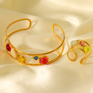 Bracelet Pour Femme En Acier Inoxydable Imperméable Avec Pierre Naturelle, Forme Irrégulière, Simple Et Élégant (1 Pièce) h5 Image7