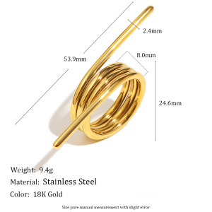 Bague Daily Twist En Acier Inoxydable Doré, Forme Ressort, Étanche, 1 Pièce h5 Image6