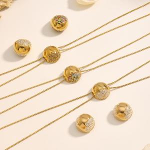 Ensemble De Bijoux Pour Femmes En Acier Inoxydable Doré, Orné D'Un Zircon Et D'Un Demi-Cercle (1 Pièce). h5 Image8