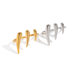 Bague Tendance Simple Et Élégante Au Quotidien, En Acier Inoxydable Doré, De Forme Irrégulière Et Imperméable. h5 Image4