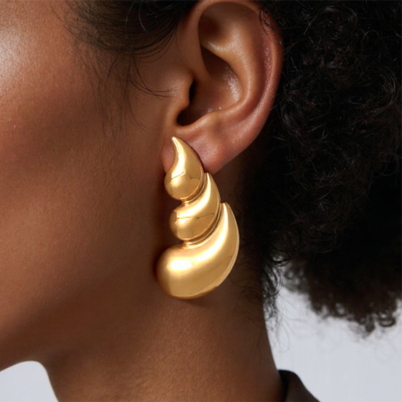 1 paire de boucles d'oreilles puces pour femme, en acier inoxydable imperméable, de forme simple et irrégulière