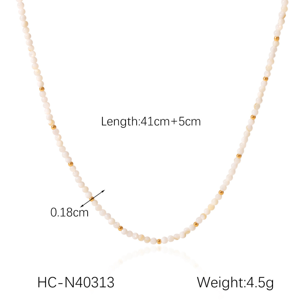 1 Paire De Colliers De Perles Simples Pour Femmes, En Acier Inoxydable Étanche, Collection Daily Beads Image2