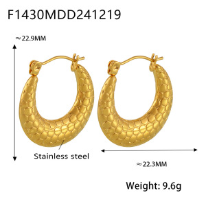1 Paire De Boucles D'Oreilles Créoles Pour Femme, En Acier Inoxydable Imperméable, Couleur Or, Motif Nid D'Abeille. h5 Image2