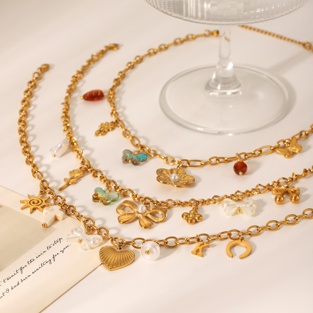 1 Paire De Colliers Pendentifs Tortue De Vacances En Acier Inoxydable Étanche Pour Femmes, Collection Simple Series Image5
