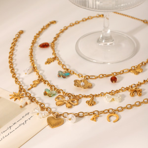 1 Paire De Colliers Pendentifs Tortue De Vacances En Acier Inoxydable Étanche Pour Femmes, Collection Simple Series h5 Image5