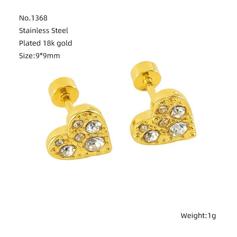 1 Paire De Boucles D'Oreilles À Tige En Acier Inoxydable Plaqué Or  Pour Femme, Série Simple Daily Heart 