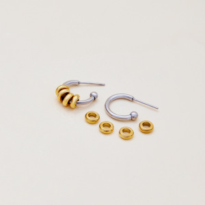 1 Paire De Boucles D'Oreilles Créoles Minimalistes Rondes En Acier Inoxydable Étanche Couleur Or Pour Femme h5 Image7