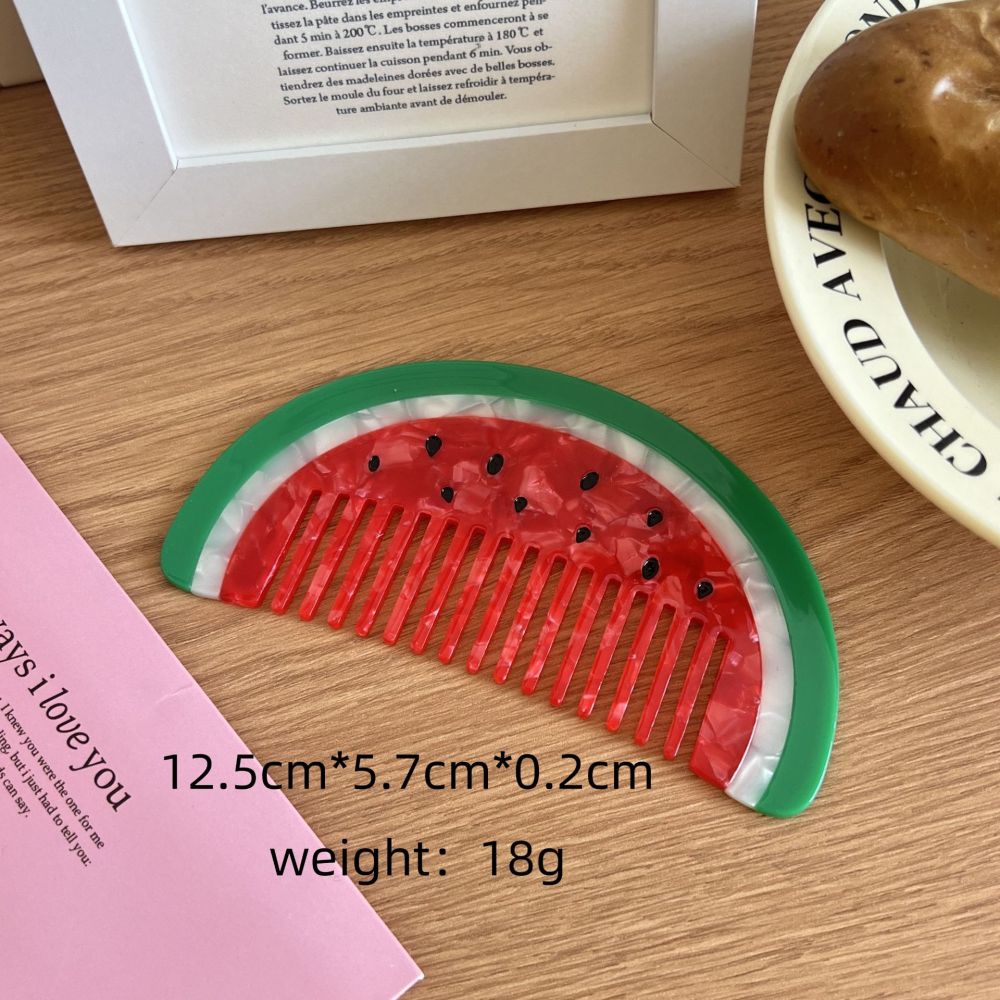 Peigne Pour Femme En Feuille D'Acétate De Cellulose À Motif Pastèque, 1 Pièce Image2