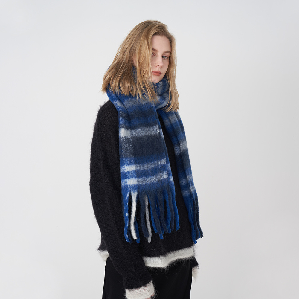 1 Écharpe D'Hiver En Polyester À Carreaux Pour Femme h5Image4