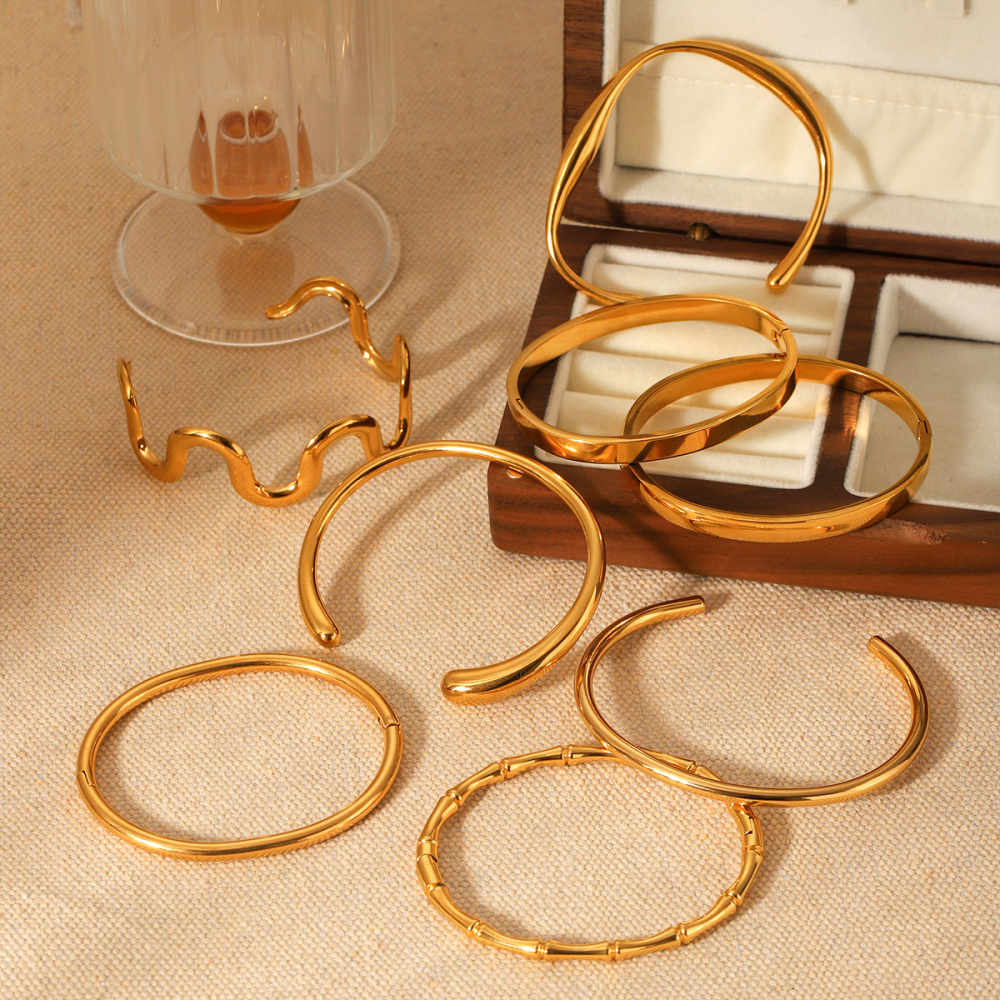 Bracelets Pour Femmes Simple Series Daily, Forme Irrégulière, En Acier Inoxydable, Étanches Image7