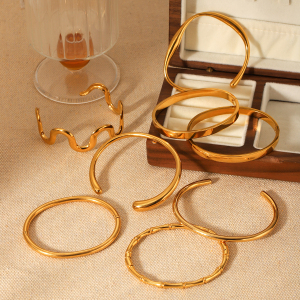 Bracelets Pour Femmes Simple Series Daily, Forme Irrégulière, En Acier Inoxydable, Étanches h5 Image7