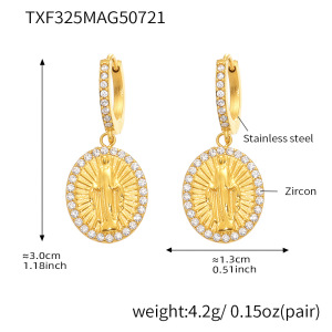 Ensemble De Bijoux Pour Femme Avec Figurine Rétro, En Acier Inoxydable, Étanche, Couleur Or Et Zircon. h5 