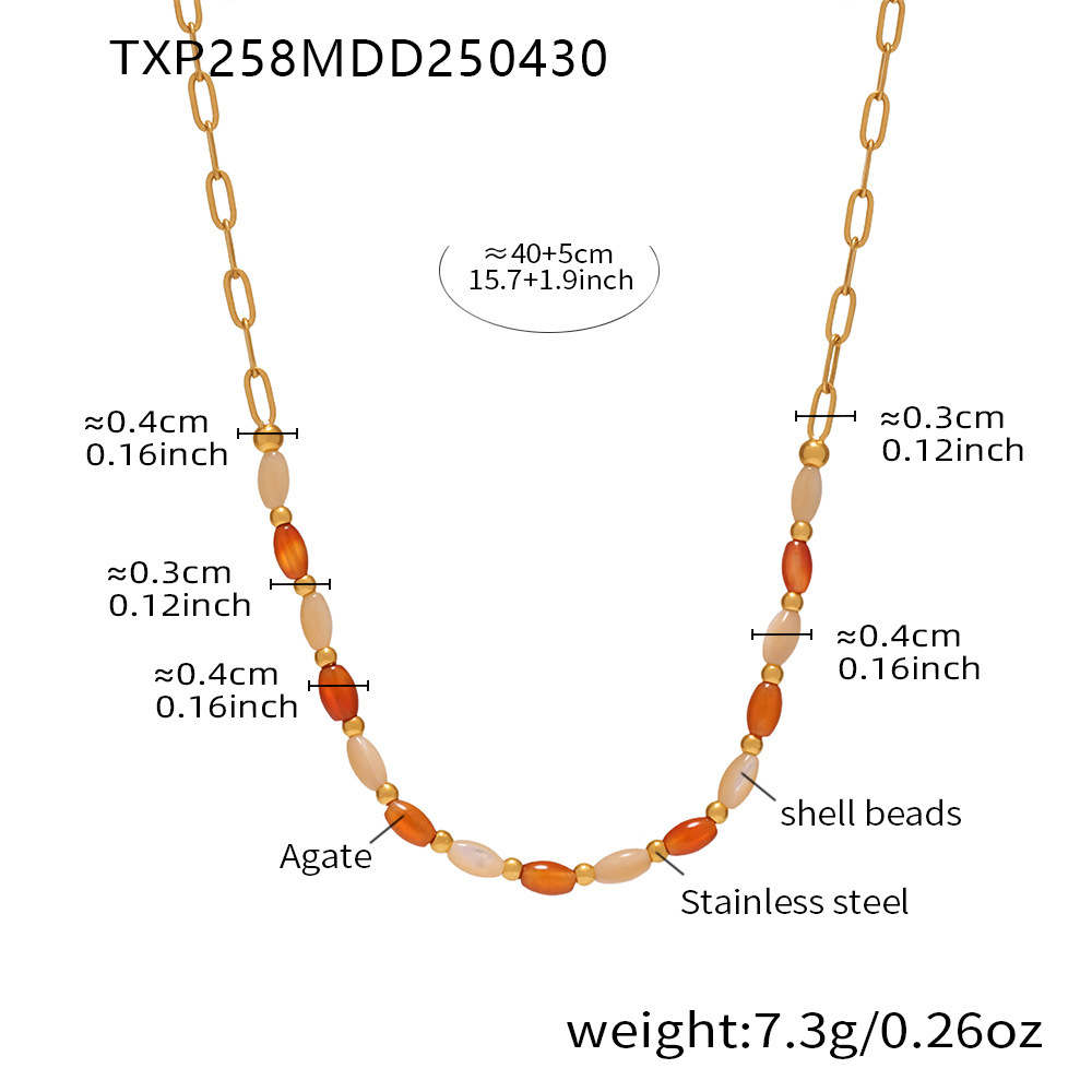 Ensemble De Colliers Pour Femmes, Série Ethnique, Perles Ovales, Pierres Naturelles, Couleur Or, 1 Pièce 