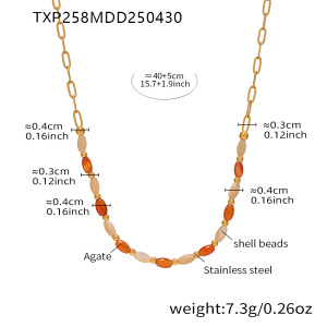 Ensemble De Colliers Pour Femmes, Série Ethnique, Perles Ovales, Pierres Naturelles, Couleur Or, 1 Pièce h5 