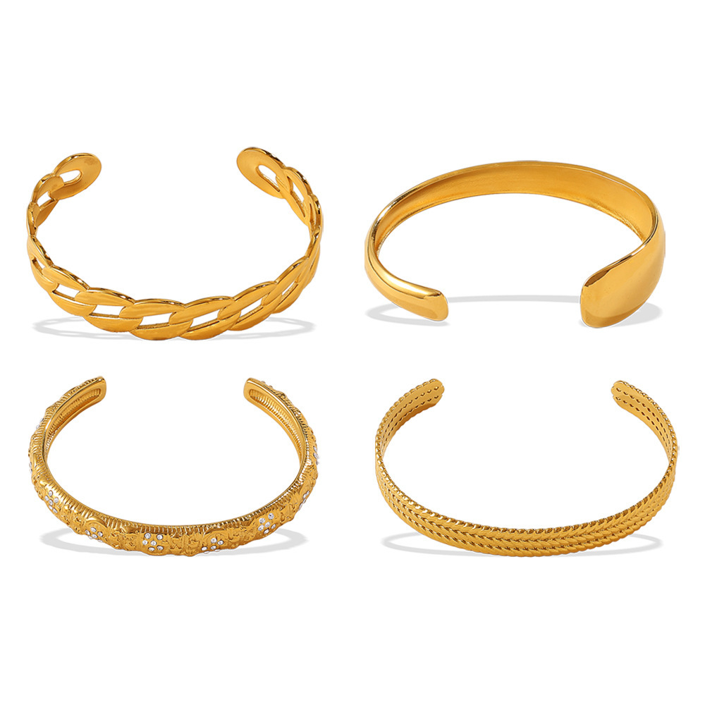 Bracelet Manchette Rétro Étanche En Acier Inoxydable (1 Pièce) Image5