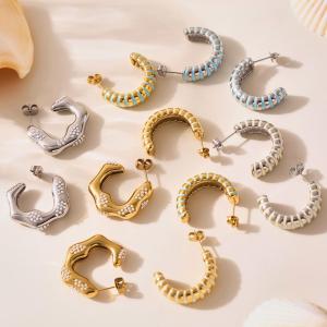 1 Paire De Boucles D'Oreilles Créoles Pour Femme, En Acier Inoxydable Doré, Forme Irrégulière, Collection Classique, Étanches. h5 Image2