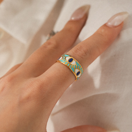 Bague simple et élégante pour tous les jours, en acier inoxydable de couleur or, étanche, multicolore.