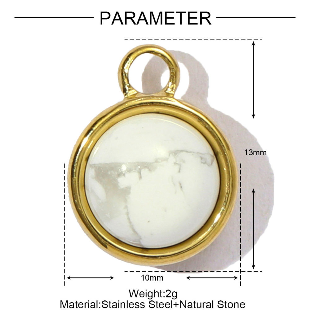 Pendentif Rond Classique En Pierres Naturelles Pour Femme, 1 Pièce Image2