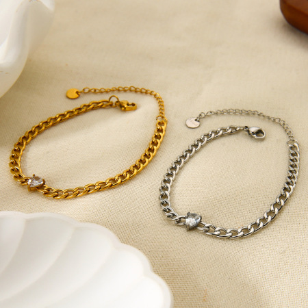 Bracelet chaîne goutte simple pour tous les jours, en acier inoxydable étanche.
