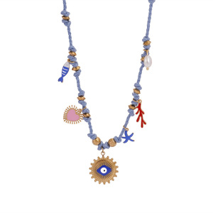 Collier Élégant En Perles Œil Du Diable Pour Femme, Couleur Or, Pierres Naturelles h5