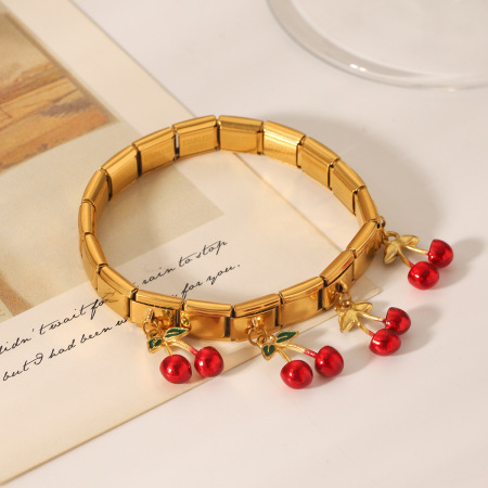 1 Paire De Bracelets Pour Femmes En Acier Inoxydable Imperméables, Collection Simple Series Daily Plant 2