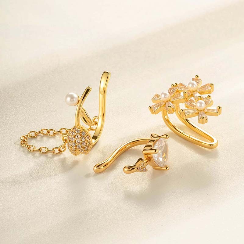 1 Boucle D'Oreille À Clip En Forme De Papillon Avec Nœud Papillon Et Zircone Couleur Or Et Cuivre Image3