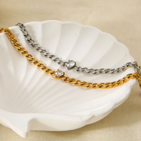 Bracelet chaîne goutte simple pour tous les jours, en acier inoxydable étanche. 2