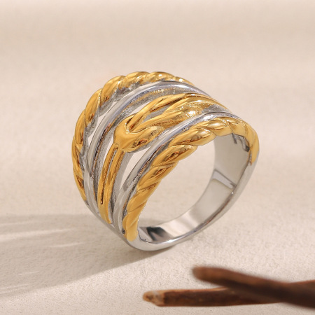 Bague tendance décontractée en acier inoxydable de couleur assortie, 1 pièce, collection Simple, style mixte, étanche. 2