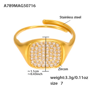 Bague Minimaliste Géométrique En Acier Inoxydable Étanche Avec Zircon Pour Femme (1 Pièce) h5 