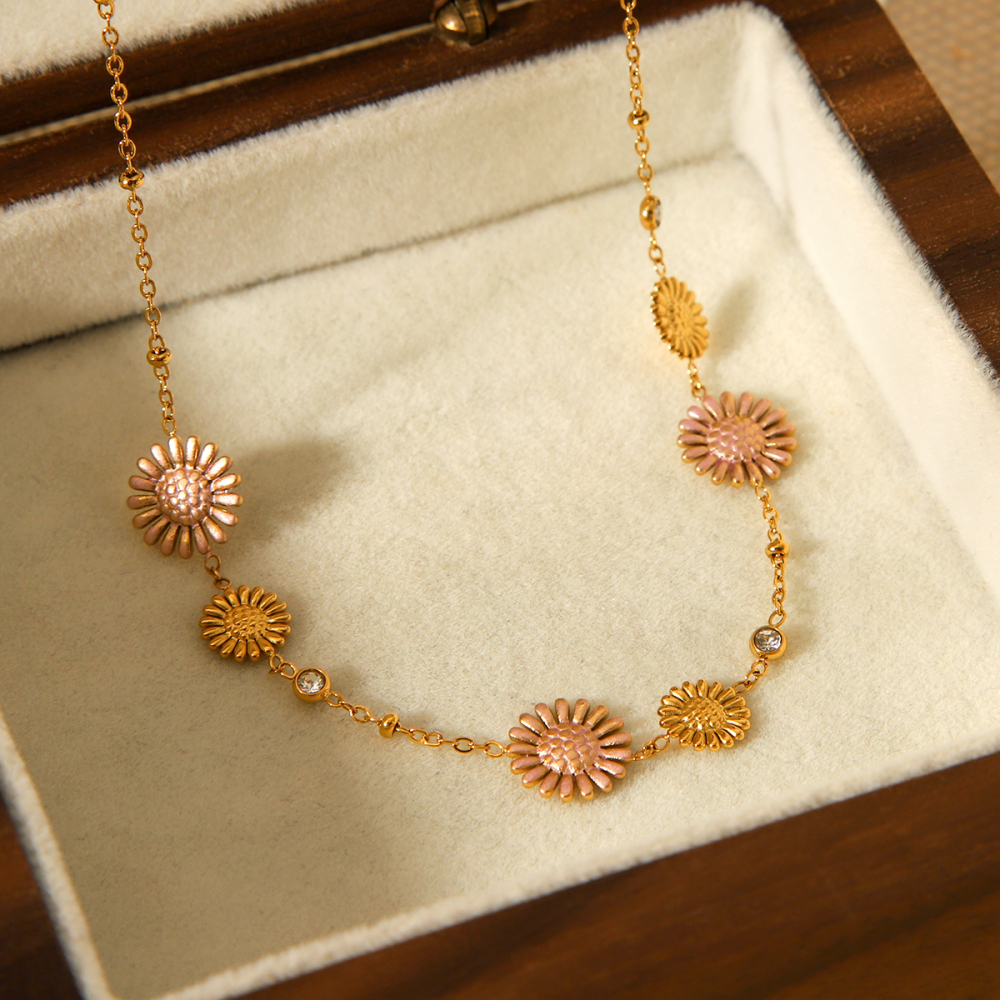 Collier À Maillons Pour Femme Daily Flower En Acier Inoxydable Étanche (1 Pièce) Image6