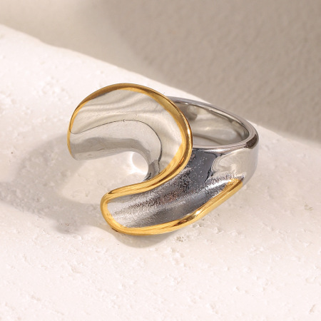 Bague tendance décontractée en acier inoxydable de couleur assortie, 1 pièce, collection Simple, style mixte, étanche.