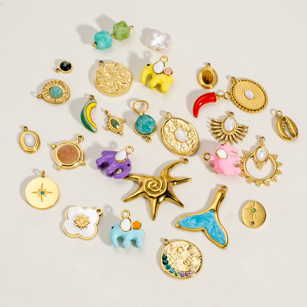Pendentif Femme En Acier Inoxydable Étanche, Motif Animal Mignon, Fruit Et Piment (1 Pièce) Image3