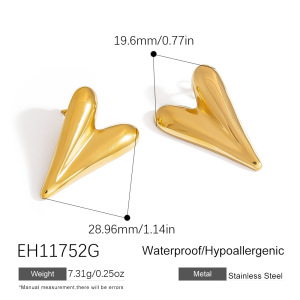 Boucles D'Oreilles Puces Romantiques Et Simples En Forme De Cœur, En Acier Inoxydable Étanche, Pour Femme (1 Paire) h5 Image2