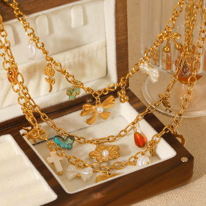1 Paire De Colliers Pendentifs Tortue De Vacances En Acier Inoxydable Étanche Pour Femmes, Collection Simple Series h5 Image7