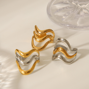 Bague Simple Et Élégante En Acier Inoxydable Doré, Étanche, Avec Lignes Quotidiennes. h5 Image6