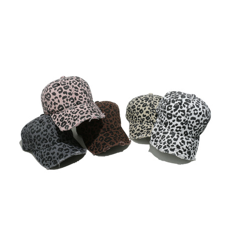 Chapeaux pour femmes en coton à imprimé léopard rétro, série simple, 1 pièce 2