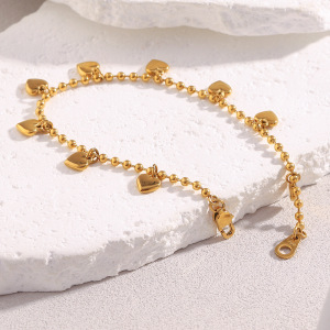 Bracelet À Breloques Pour Femme, En Acier Inoxydable, Couleur Or, Avec Motif Cœur (1 Pièce). h5 Image5