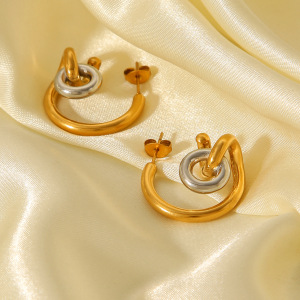 1 Paire De Boucles D'Oreilles Puces Pour Femme, En Acier Inoxydable Imperméable, Couleur Or, De Forme Irrégulière, À Porter Au Quotidien h5 Image5