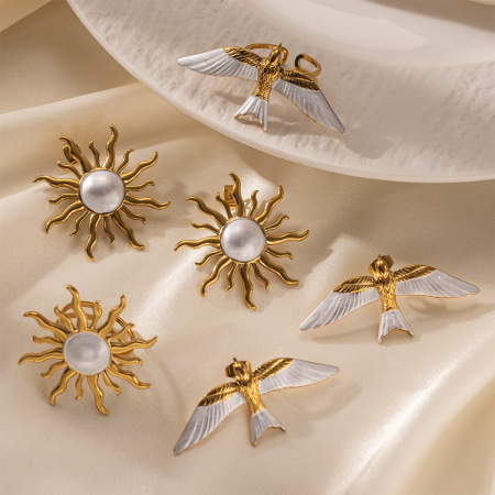 Ensemble de boucles d'oreilles étanches en acier inoxydable à motif d'oiseaux 2