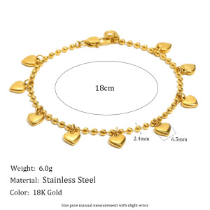 Bracelet À Breloques Pour Femme, En Acier Inoxydable, Couleur Or, Avec Motif Cœur (1 Pièce). h5 Image8
