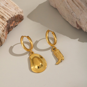 1 Paire De Boucles D'Oreilles Pendantes Pour Femmes, Style Hip-Hop/Rock, En Acier Inoxydable Imperméable Couleur Or. h5 Image3