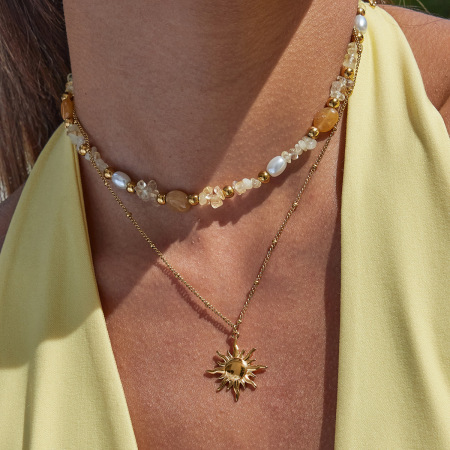 Collier bohème à plusieurs rangs pour femme, en acier inoxydable doré, imperméable (1 pièce)