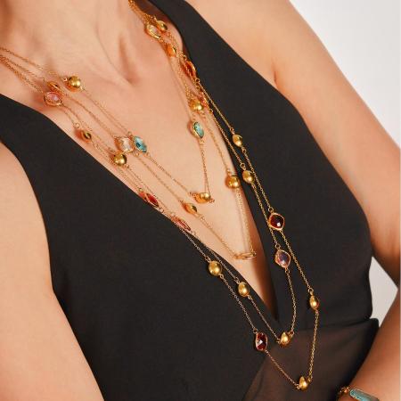 Collier pendentif rétro rectangulaire en acier inoxydable étanche couleur or pour femme (1 pièce)