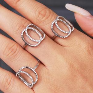 Bague Classique Infinity En Acier Inoxydable Étanche Couleur Or Avec Zircon (1 Pièce) h5 Image7