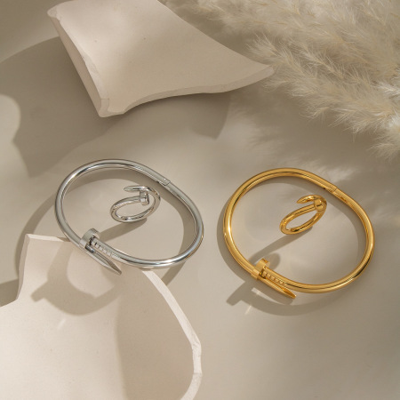 Ensemble de bracelets étanches en acier inoxydable plaqué or 18 carats, forme irrégulière, collection Simple Daily, bijoux pour femmes