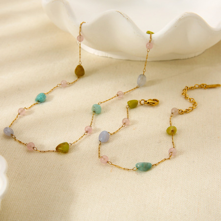 Ensemble de bijoux étanches en acier inoxydable avec chaîne de forme irrégulière (1 pièce) 2
