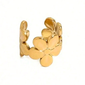 Boucle D'Oreille Manchette Femme Simple En Acier Inoxydable, Imperméable, Couleur Or, Motif Floral (1 Pièce) h5 