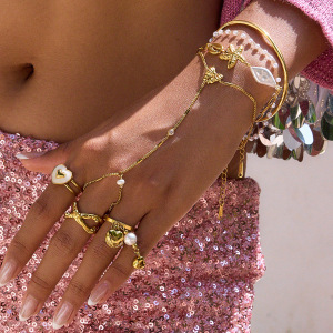 Bracelet À Maillons Pour Femme, En Acier Inoxydable Doré, Avec Nœud Papillon Romantique (1 Pièce). h5 Image2