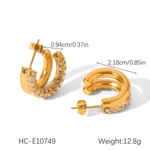 1 Paire De Boucles D'Oreilles Créoles Géométriques En Acier Inoxydable Pour Femme, Série Simple h5 Image2